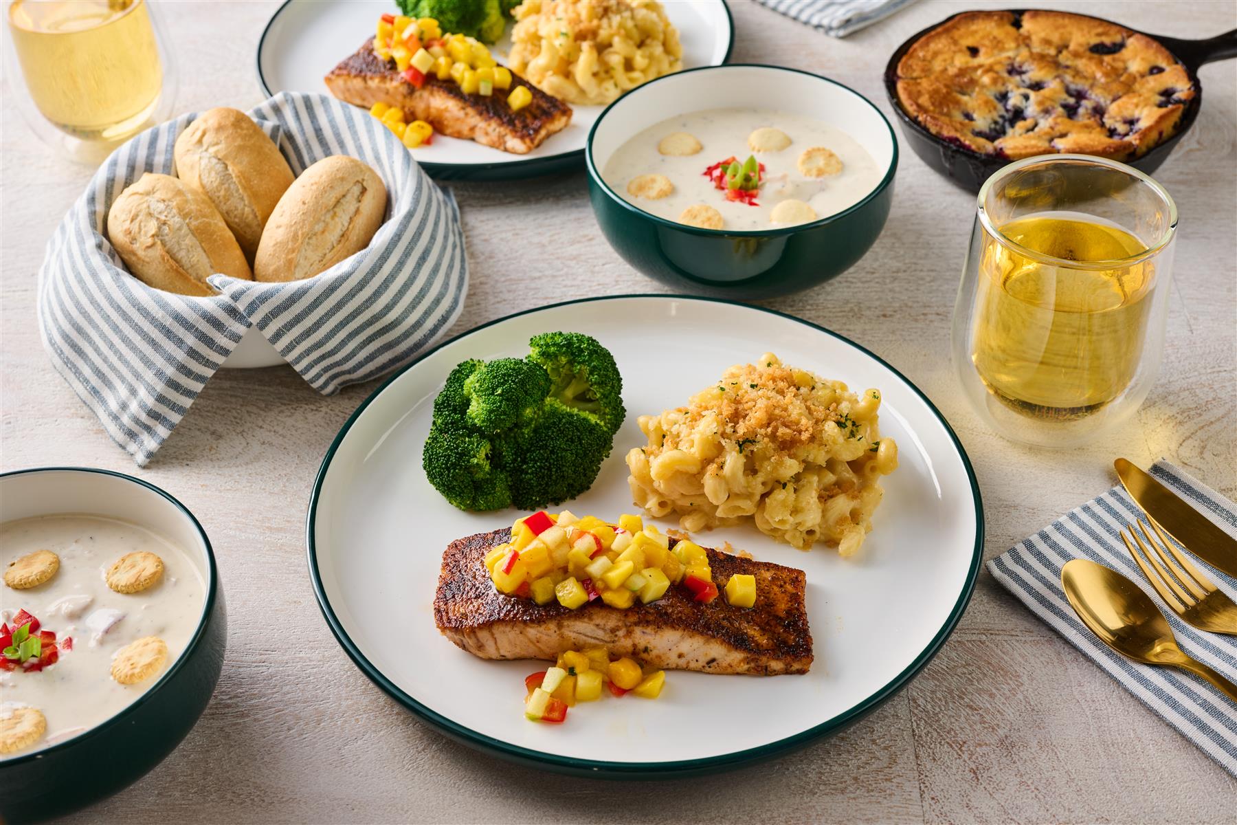Blackened salmon with bright mango salsa
